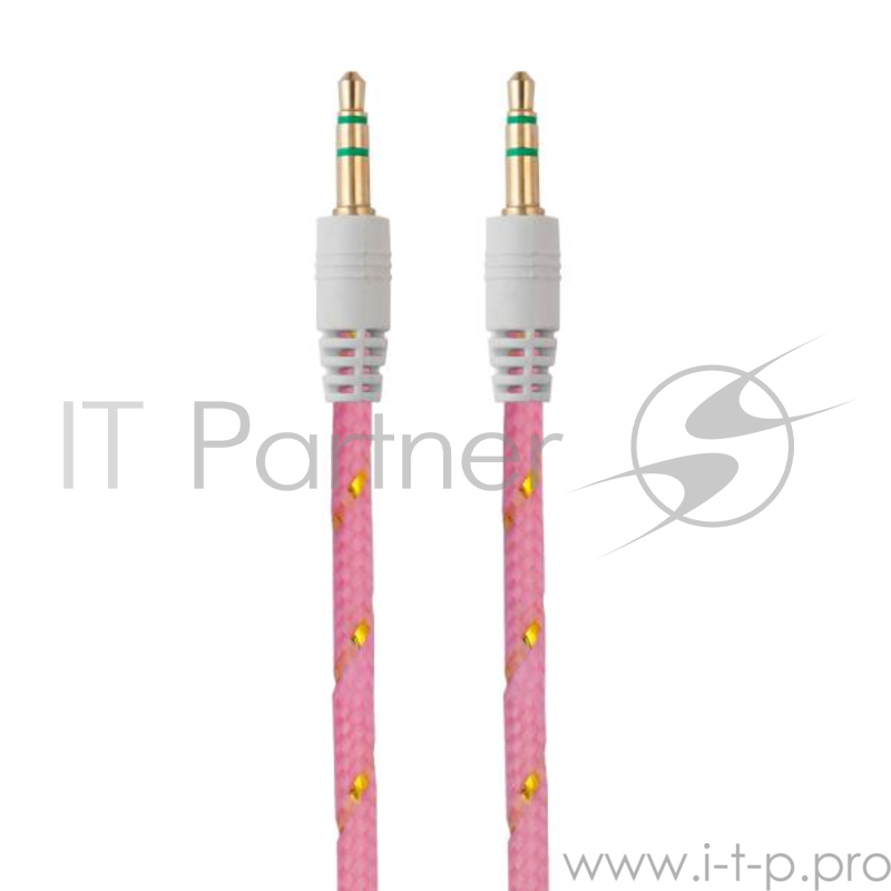 Кабель Belsis Jack 3.5 mm - Jack 3.5 mm, вилка - вилка, стерео, 0,75 м, нейлоновый оплетке, розовый BL1109