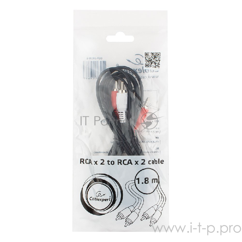 Кабель аудио Cablexpert CCA-2R2R-6, 2xRCA / 2xRCA, 1,8м