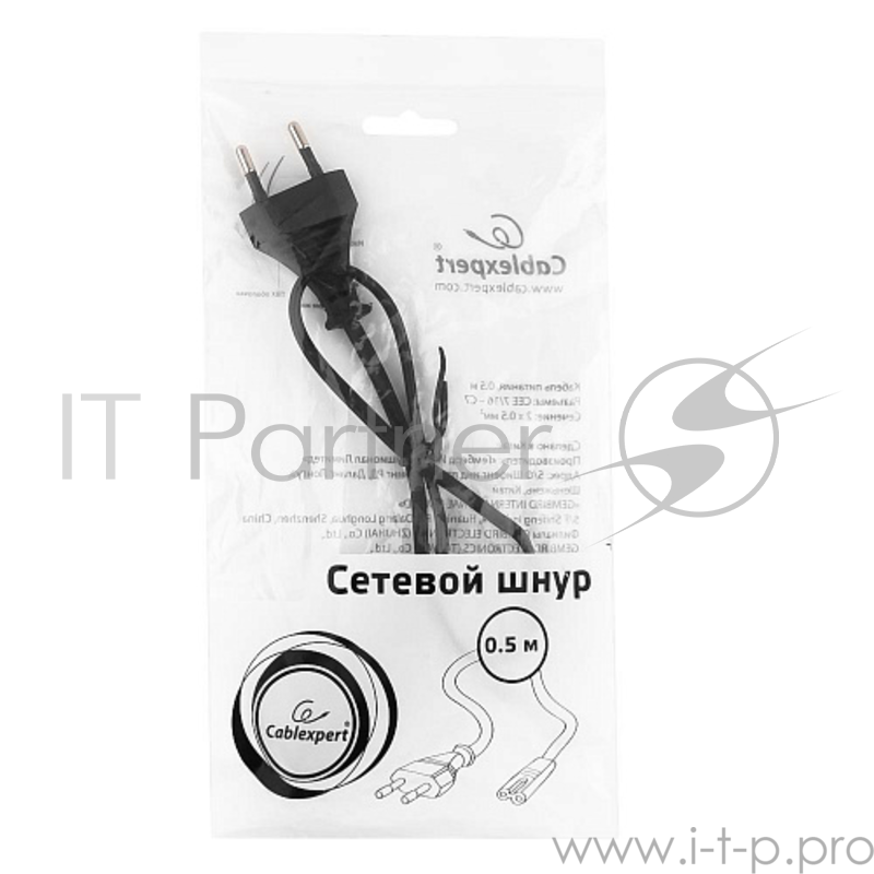 Кабель питания для ноутбуков, аудио/видео техники Gembird PC-184/2-1.8М, 1.8м, 2-pin, черный, пакет