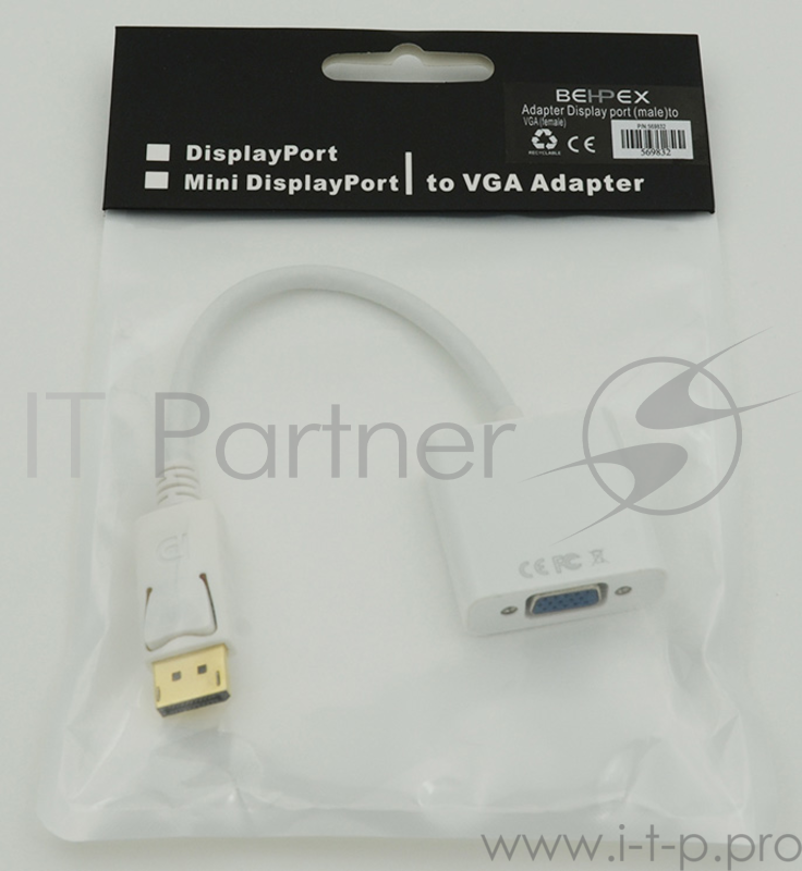 Переходник Display port (male) to VGA (female)