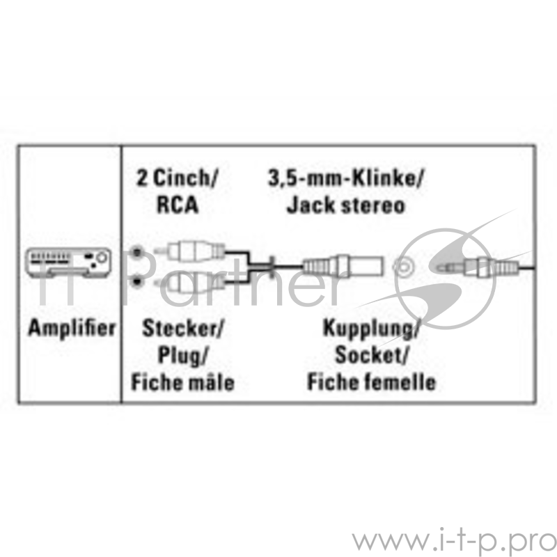 Адаптер аудио Hama H-43254 2хRCA (m)/Jack 3.5 (f) черный (00043254)