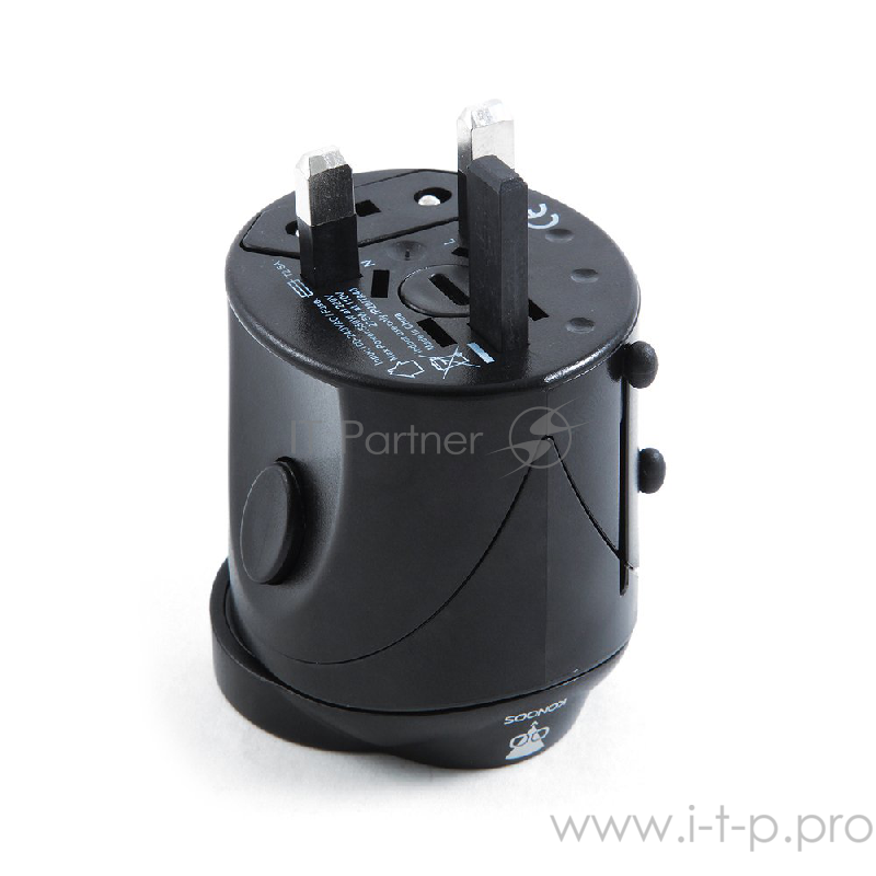 Переходник Konoos Универсальный сетевой переходник для путешествий WTA-1, вилки/розетки EU,US,RU