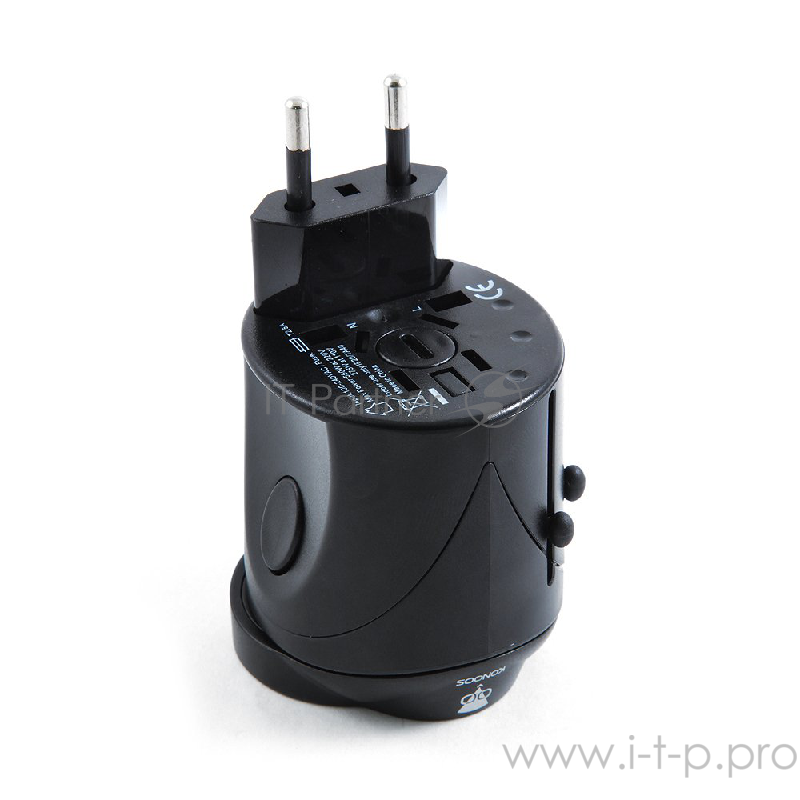 Переходник Konoos Универсальный сетевой переходник для путешествий WTA-1, вилки/розетки EU,US,RU