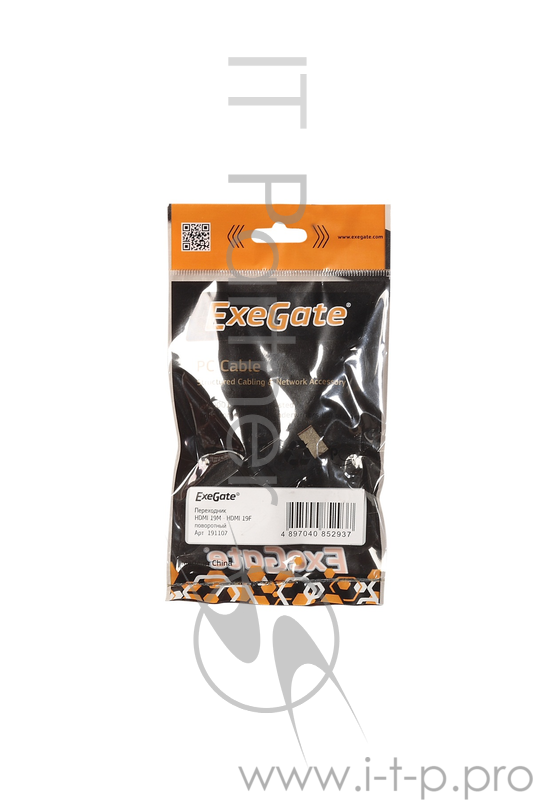 Переходник HDMI (M) в HDMI (F) Exegate, v 1.4b, поворотн. на 180 гр, позолоченные конт., экран.