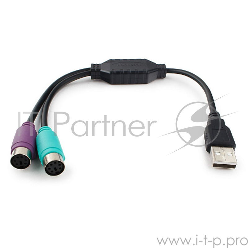 Конвертер PS/2 устройства -> USB порт Cablexpert UAPS12-BK, 2xPS/2 /AM, блистер, черный