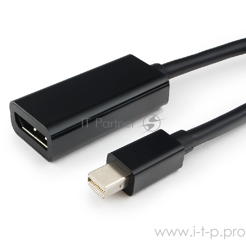 Переходник miniDisplayPort - DisplayPort, Cablexpert A-mDPM-DPF-001, 20M/20F, длина 16см, черный, пакет