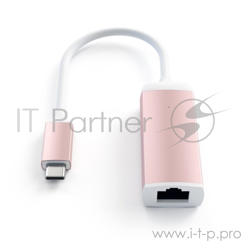 Адаптер Satechi Type-C to Gigabit Ethernet. Поддержка 10/100/1000Mbps Ethernet. Цвет розовое золото.