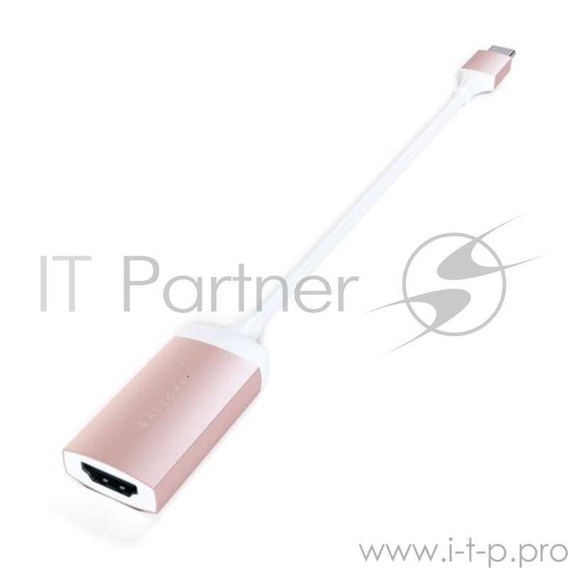 Адаптер Satechi Type-C to HDMI 4K 60HZ. Поддержка 4K/60Hz. Материал корпуса алюминий. Цвет розовое золото.