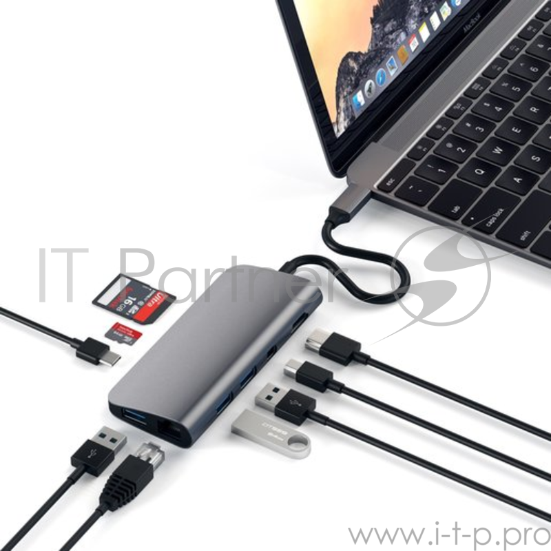 USB адаптер Satechi Aluminum Type-C Multimedia Adapter. Цвет серый космос.