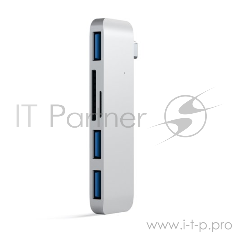 USB-хаб Satechi Type-C USB Hub для Macbook с портом USB-C. Порты: 3 x USB 3.0, SD, microSD. Цвет серебряный.