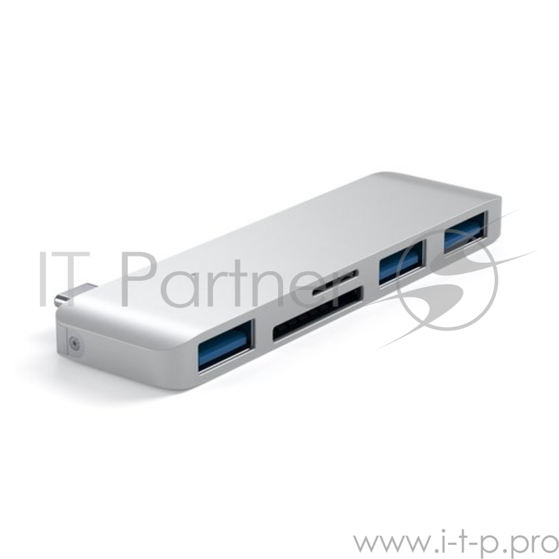 USB-хаб Satechi Type-C USB Hub для Macbook с портом USB-C. Порты: 3 x USB 3.0, SD, microSD. Цвет серебряный.