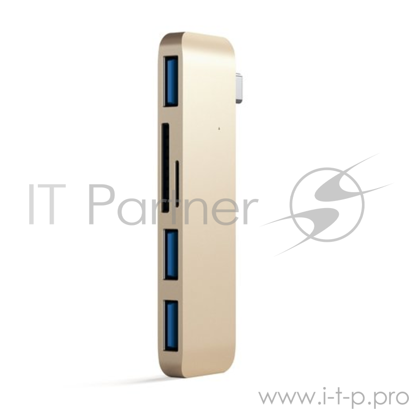 USB-хаб Satechi Type-C USB Hub для Macbook с портом USB-C. Порты: 3 x USB 3.0, SD, microSD. Цвет золотой.