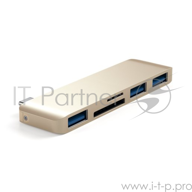 USB-хаб Satechi Type-C USB Hub для Macbook с портом USB-C. Порты: 3 x USB 3.0, SD, microSD. Цвет золотой.