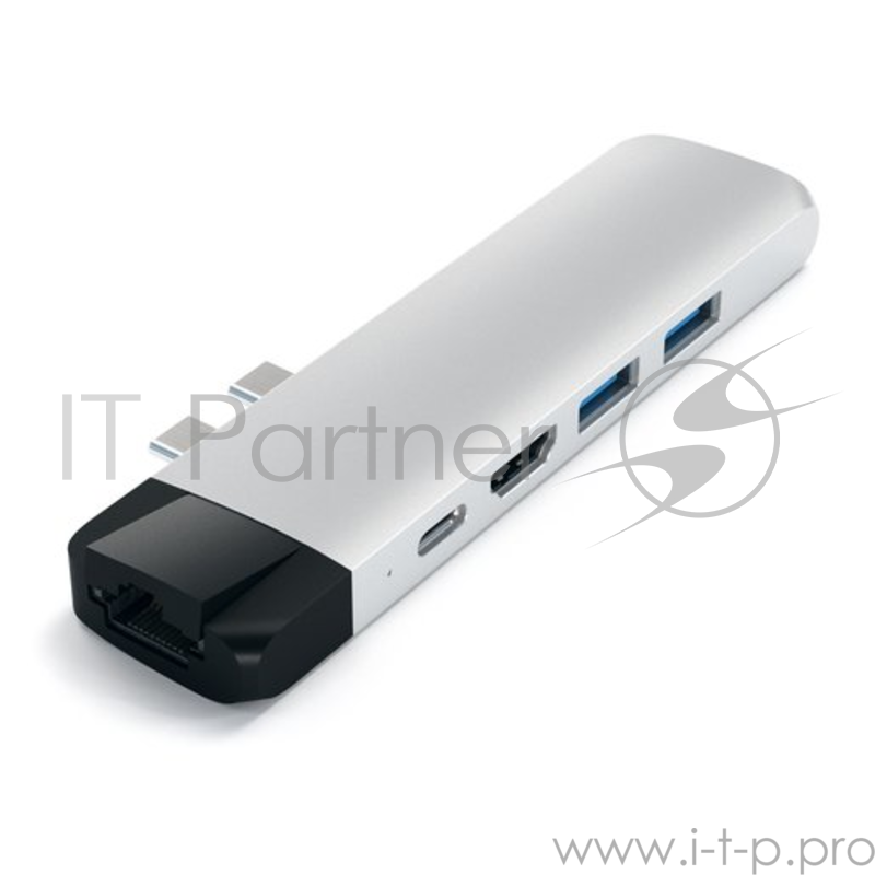 USB-хаб Satechi Aluminum Pro Hub with Ethernet для 2016/2017 MacBook Pro 13” и 15”. Цвет серебряный.