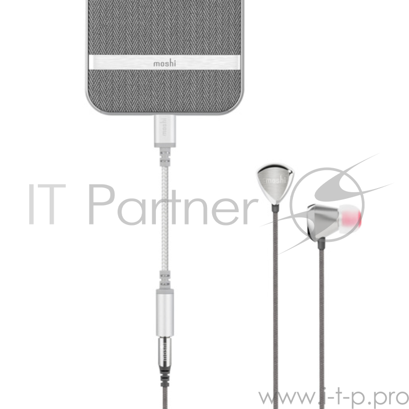 Адаптер Moshi Integra Lightning на 3,5 мм Аудио для наушников. Цвет серебряный.