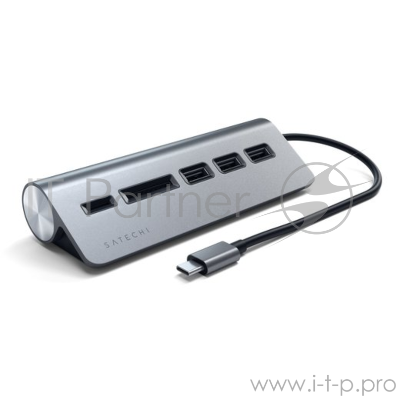 USB-концентратор Satechi Type-C USB Hub & Micro/SD Card Reader. Интерфейс USB-C. 3 порта USB 3.0 , слоты для карты памяти. Цвет серый космос.