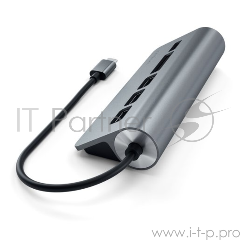 USB-концентратор Satechi Type-C USB Hub & Micro/SD Card Reader. Интерфейс USB-C. 3 порта USB 3.0 , слоты для карты памяти. Цвет серый космос.
