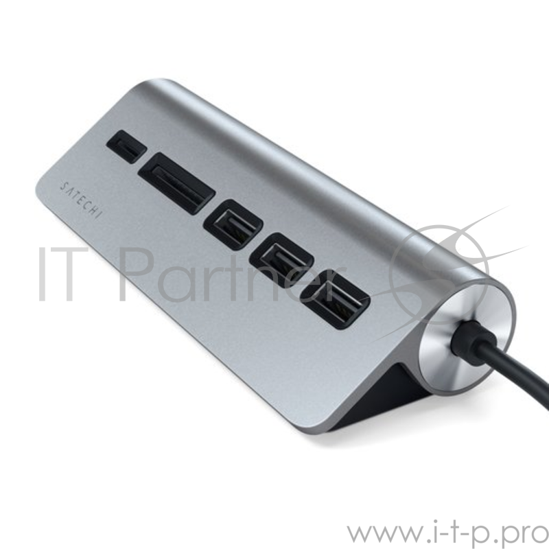 USB-концентратор Satechi Type-C USB Hub & Micro/SD Card Reader. Интерфейс USB-C. 3 порта USB 3.0 , слоты для карты памяти. Цвет серый космос.