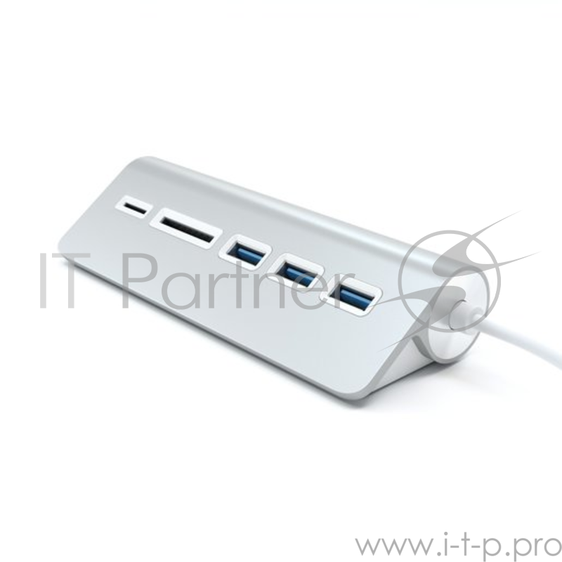 USB-хаб и кардридер Satechi Aluminum USB 3.0 Hub & Card Reader. Интерфейс USB. 3 порта USB 3.0 , слоты для карты памяти SD и microSD. Цвет серебряный.