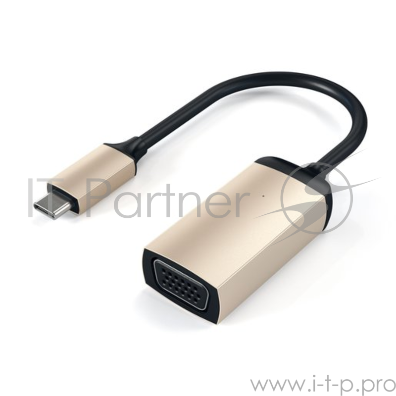 Адаптер Satechi Type-C to VGA 1080p/60Hz. Поддержка разрешения 1080p/60Hz. Цвет золотой.