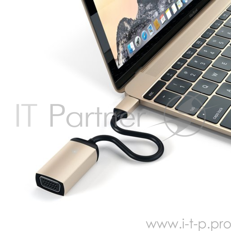 Адаптер Satechi Type-C to VGA 1080p/60Hz. Поддержка разрешения 1080p/60Hz. Цвет золотой.