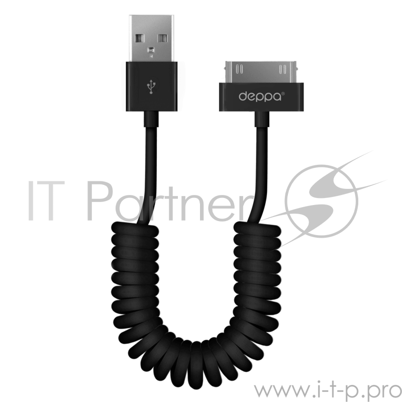 Кабель DEPPA 72119, Apple iPhone 3G/3GS/4/4S Apple iPad 1/2/3 Apple iPod touch (1-4), nano (1-6) 1.2м, черный