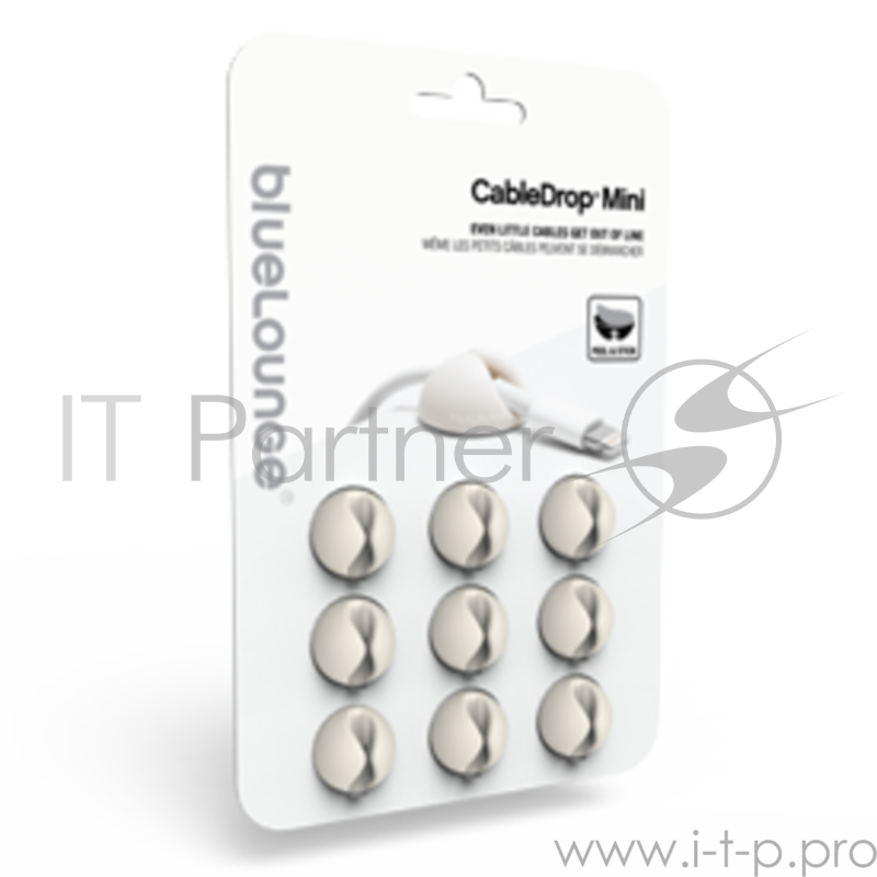Комплект Bluelounge CableDrop Mini из 9 резиновых держателей. Цвет белый.