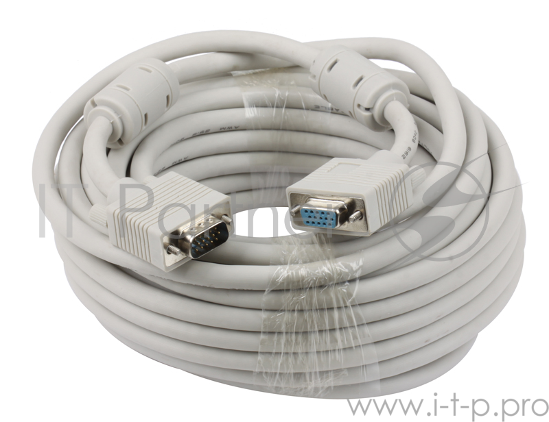 Кабель удлинит. VGA Premium Gembird, 10м, 15M/15F, тройн.экран, феррит.кольца, пакет