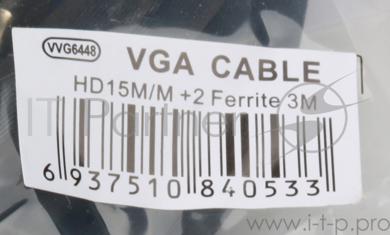 Кабель VCOM VVG6448-3M(O) Кабель монитор-SVGA card (15M-15M) 3.0м 2 фильтра