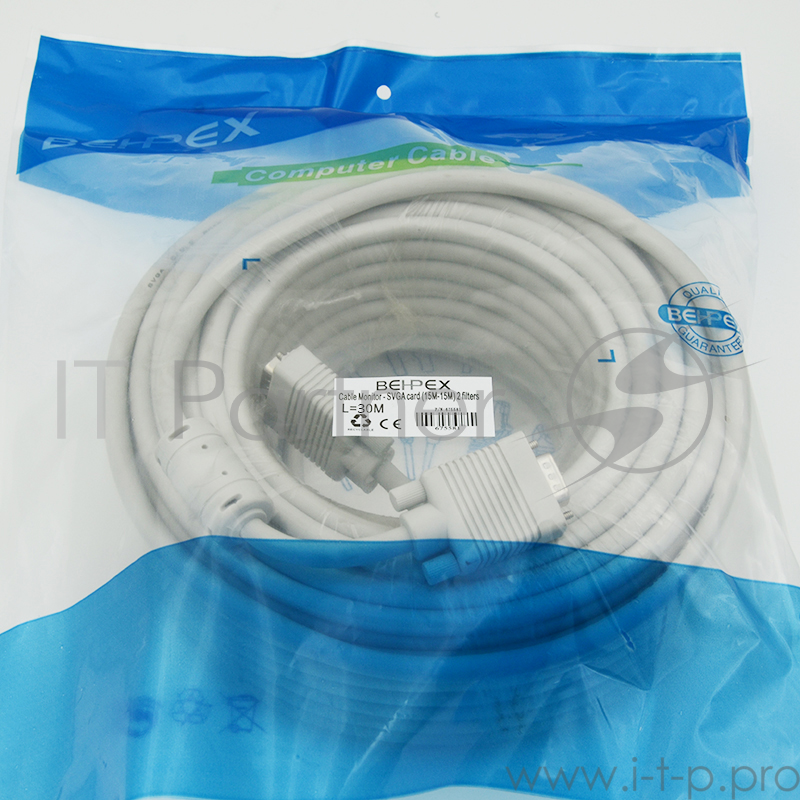 Кабель VGA DB15 (m)/DB15 (m) 30м феррит.кольца (CABLE30)