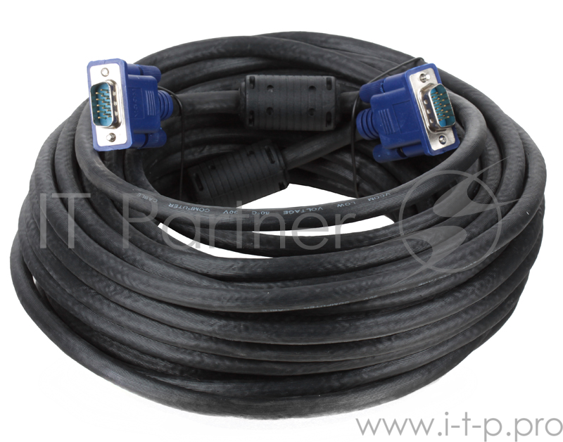 Кабель VCOM VVG6448-15M(C) Кабель монитор-SVGA card (15M-15M) 15м 2 фильтра
