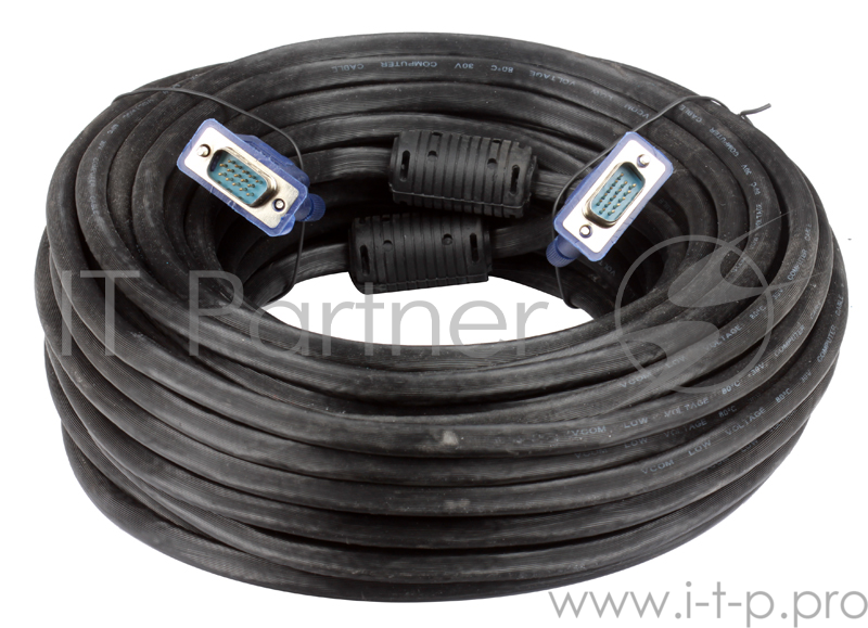Кабель VCOM VVG6448-20M(C) Кабель монитор-SVGA card (15M-15M) 20м 2 фильтра