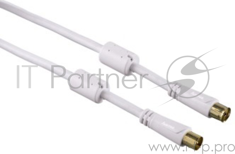 Кабель антенный Hama Coax (m)/Coax (f) 1.5м. феррит.кольца Позолоченные контакты белый (00122412)