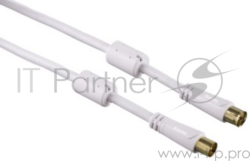 Кабель антенный Hama Coax (m)/Coax (f) 15м. феррит.кольца Позолоченные контакты белый (00122417)