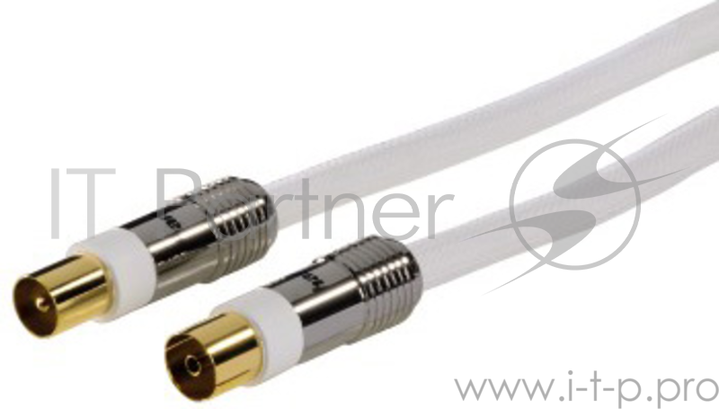 Кабель антенный Hama H-83190 Coax (m)/Coax (f) 1.5м. феррит.кольца Позолоченные контакты белый (00083190)