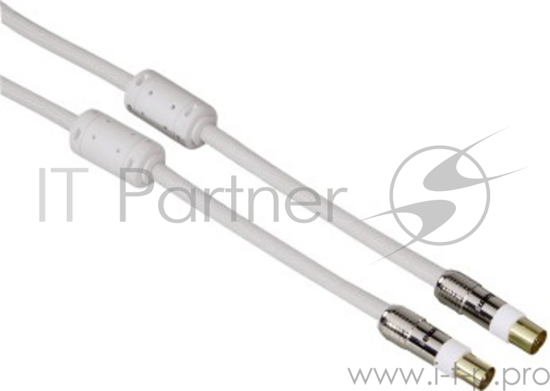 Кабель антенный Hama H-83190 Coax (m)/Coax (f) 1.5м. феррит.кольца Позолоченные контакты белый (00083190)