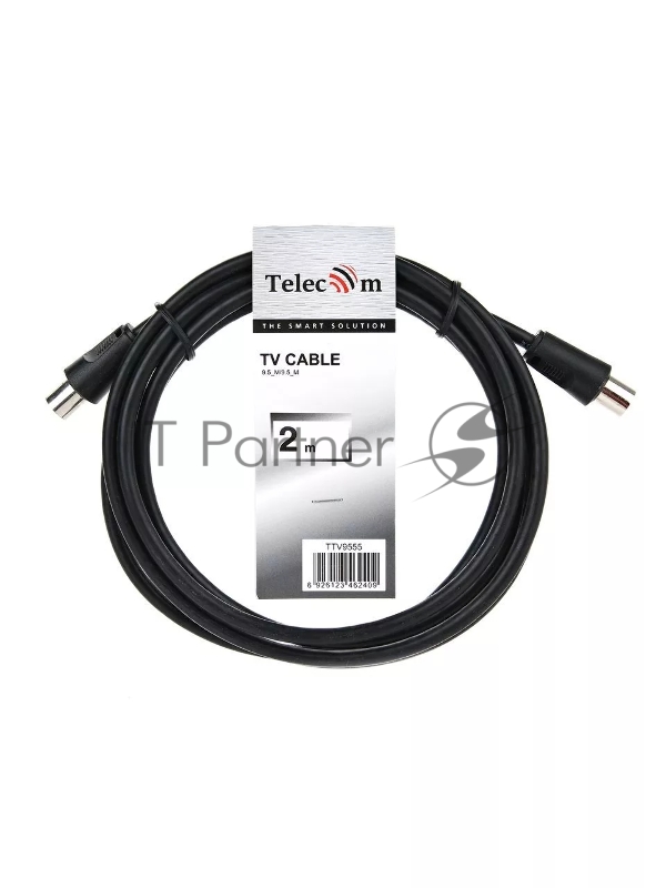 Кабель соединительный антенный 9.5mm, 75Ом,ТВ-М-->ТВ-M, 2m, Telecom (TTV9555-2M)