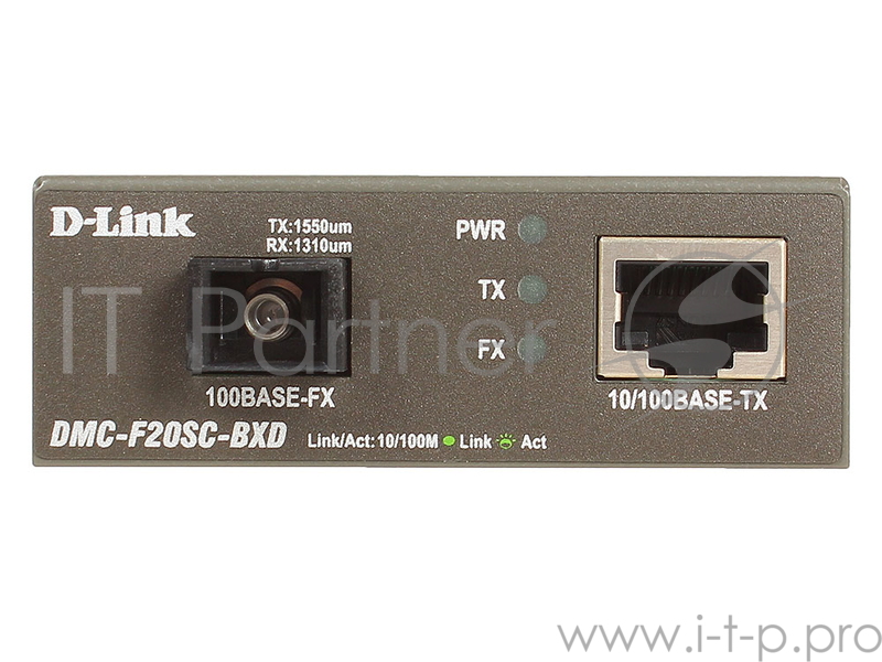Сетевое оборудование D-Link DMC-F20SC-BXD/A1A WDM медиаконвертер с 1 портом 10/100Base-TX и 1 портом 100Base-FX с разъемом SC (ТХ: 1550 нм RX: 1310 нм ) для одномодового оптического кабеля (до 20 км)