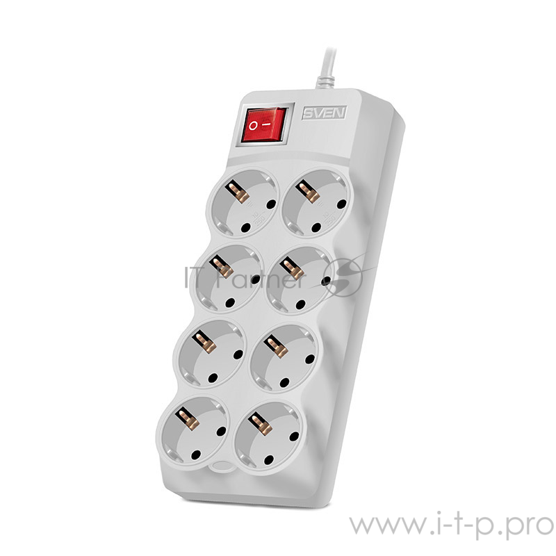 Сетевые фильтры SVEN Фильтр Optima Pro 3.1 м, 8 евророзеток, серый