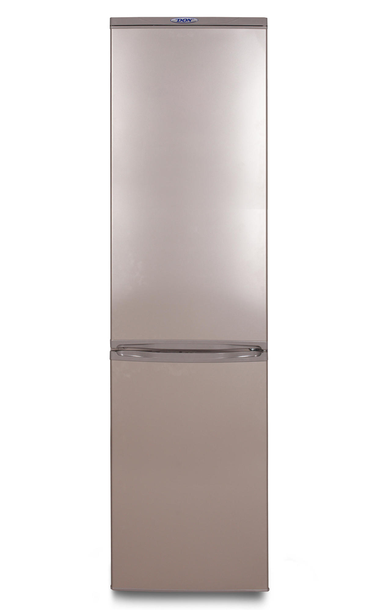 Холодильник DON R-299 002MI металлик искристый 399л(ВхШхГ)215х57,4х61см. 2-камерный, морозилка внизу. Объем 365л. Объем морозилки 140л. Управл-е электромеханическое. 1 компрессор. Размораж-е морозильной камеры ручное. Размораж-е холодильной камеры ка