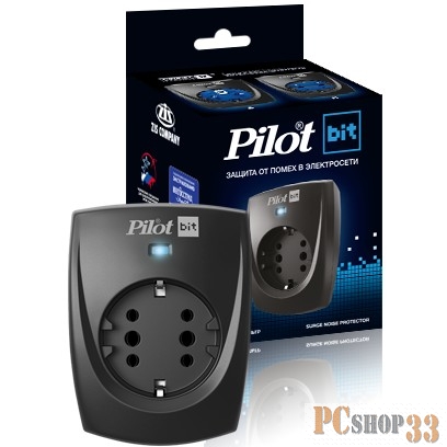 Сетевые фильтры ZIS Сетевой фильтр Pilot Bit (GP) арт.137, 1 розетка,с заземляющим контактом (две плоские вилки), черный