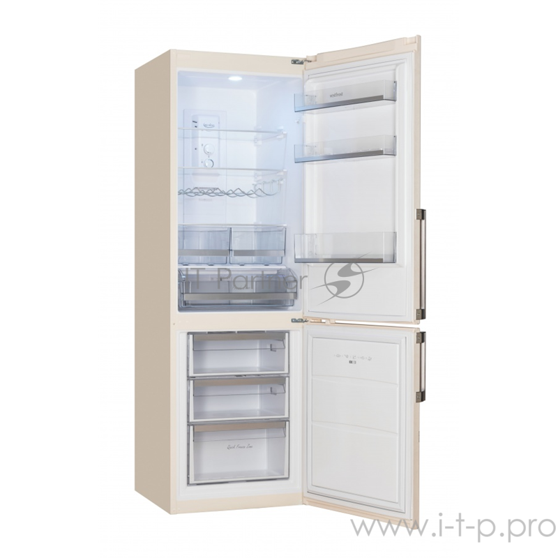 Холодильники с No Frost Vestfrost 185.5x59.5x63, объем камер 225+72, No Frost, регулировка влажности, морозильная камера снизу, бежевый