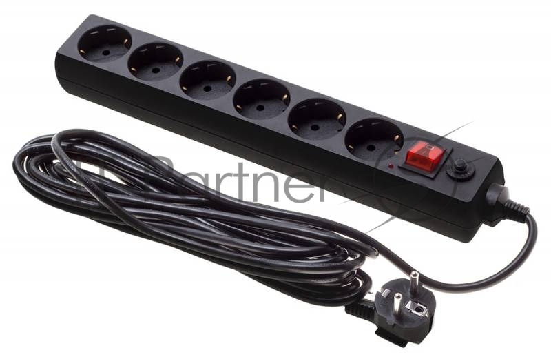 Сетевые фильтры BURO Сетевой фильтр, 6 розеток, 5 метров, (600SH-16-5-B), черный (коробка) {475279}