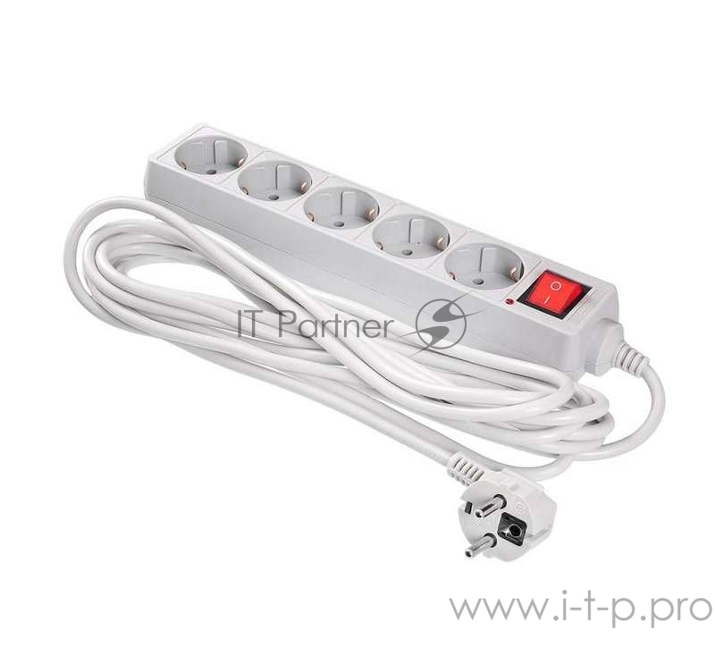 Сетевые фильтры BURO Сетевой фильтр, 5 розеток, 5 метров, (500SL-5-G), серый (пакет ПЭ) {354127}