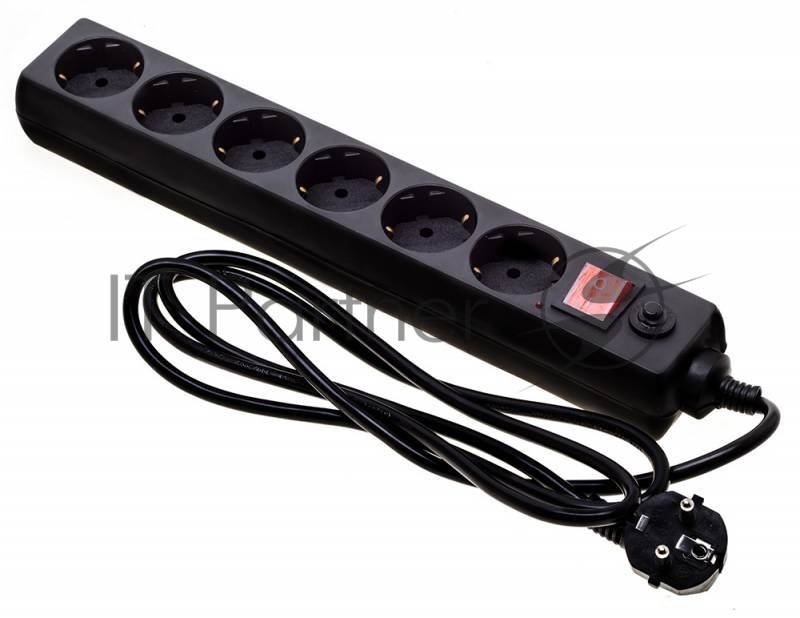 Сетевые фильтры BURO Сетевой фильтр, 6 розеток, 1.8 метра, (600SH-16-1.8-B), черный (коробка) {475269}