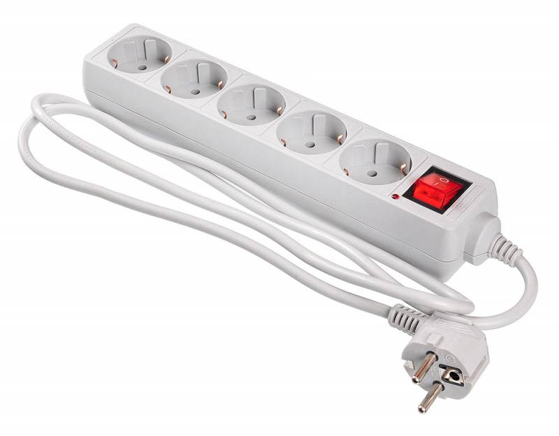 Сетевые фильтры BURO Сетевой фильтр, 5 розеток, 1.5 метра, (500SL-1.5-G), серый (пакет ПЭ) {354120}