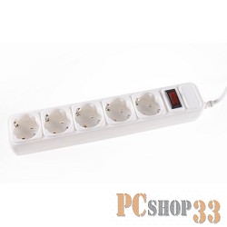 Сетевые фильтры 3Cott Сетевой фильтр 3C-SP1005W-1.8 (5 евро-розеток с заземлением, 1.8 м, белый, пакет) {0480591}