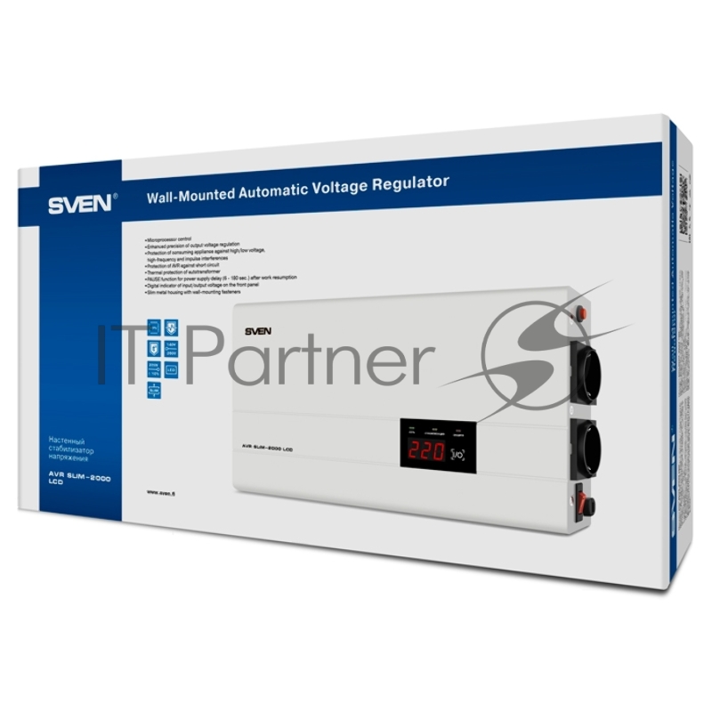 Сетевые фильтры SVEN Стабилизатор напряжения AVR SLIM-2000 LCD