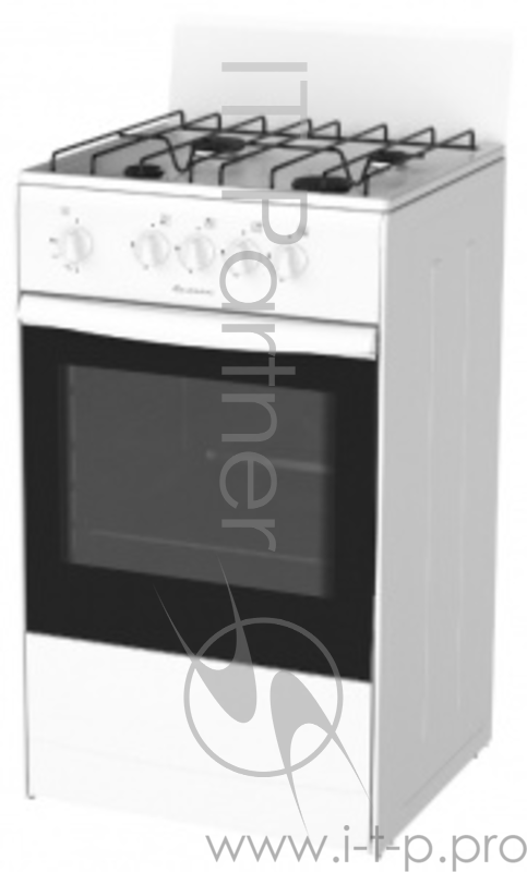 Плита газовая Darina S 4 GM 441 101 W Газовая плита, 4 конф., объем духовки - 50 литров, газ-контроль горелки духовки, щиток. Мощность горелок стола: передняя левая - 1,9 кВт, передняя правая - 2,3 кВт, задняя левая - 2,3 кВт, задняя правая - 1,9 кВт