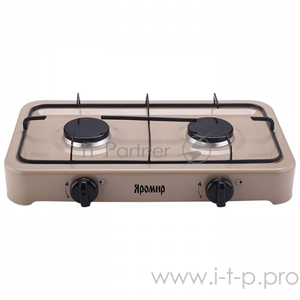 Плитка газовая ЯРОМИР ЯР-3012(1) двухконфорочная цвет бежевый